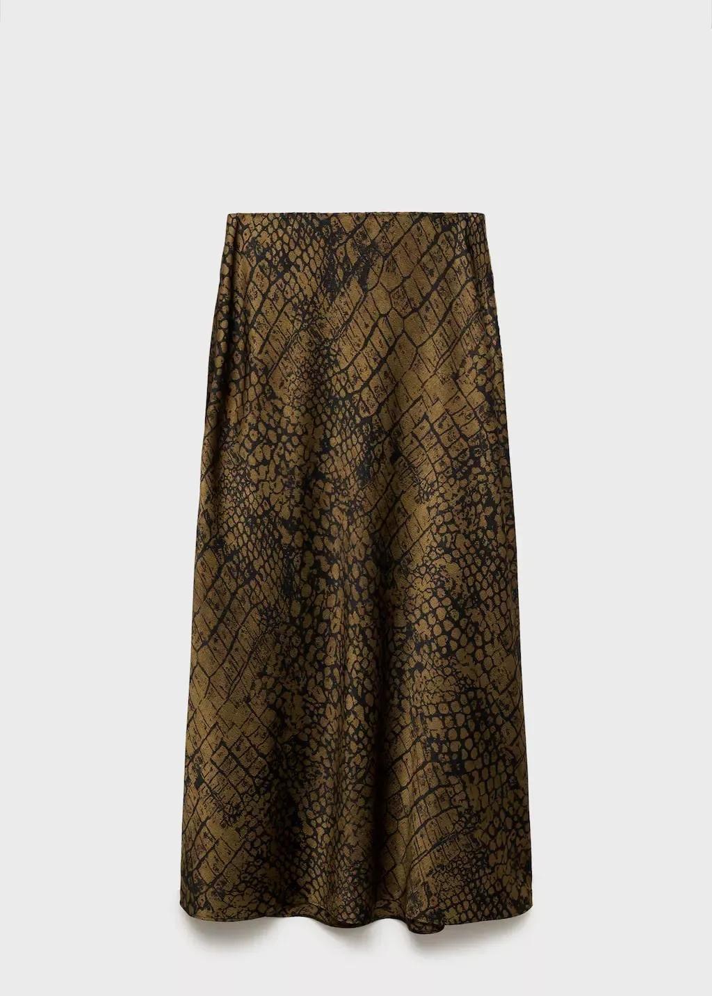 Brown Coco Print Flared Skirt, , large image number 4