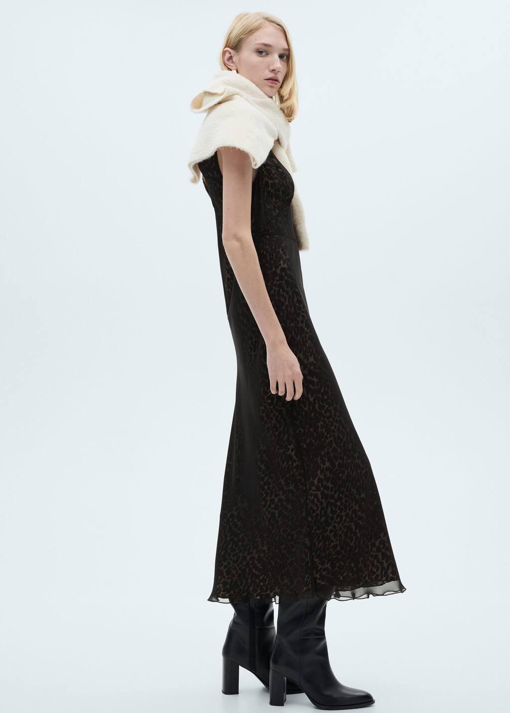 Black Leopard V-Neck Dress, , large image number 3