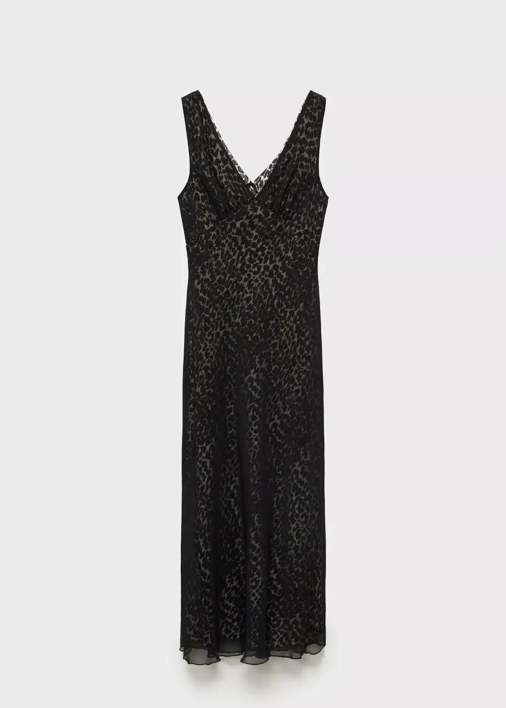 Black Leopard V-Neck Dress, , large image number 4