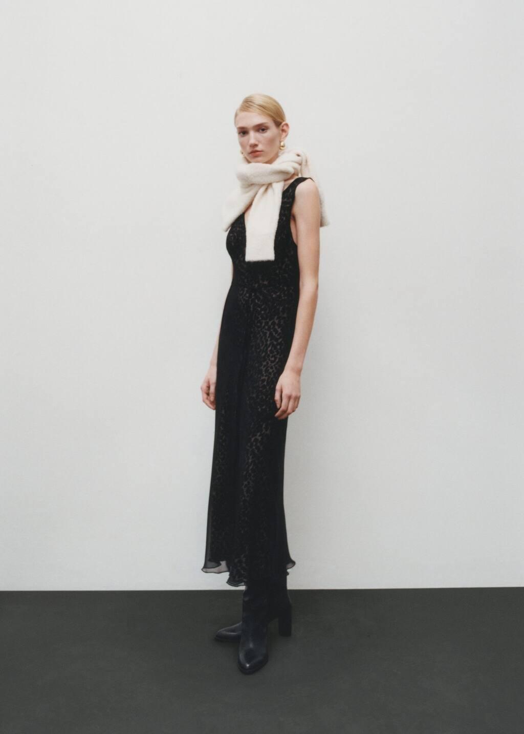 Black Leopard V-Neck Dress, , large image number 6