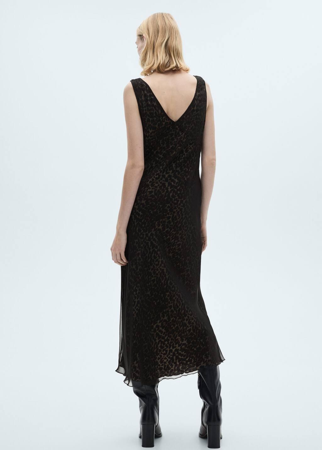 Black Leopard V-Neck Dress, , large image number 7