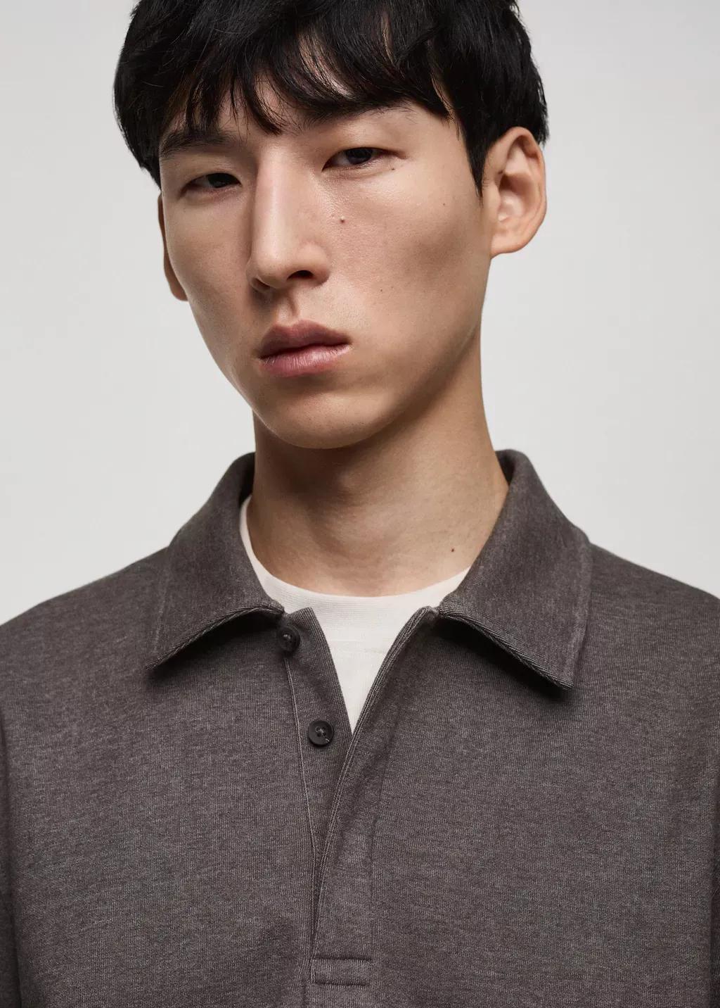 MEDIUM GREY Polo sweatshirt with embroidery detail, , large image number 1