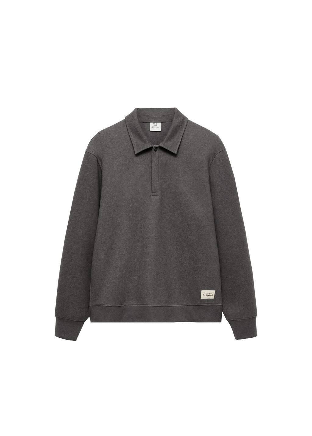 MEDIUM GREY Polo sweatshirt with embroidery detail, , large image number 2