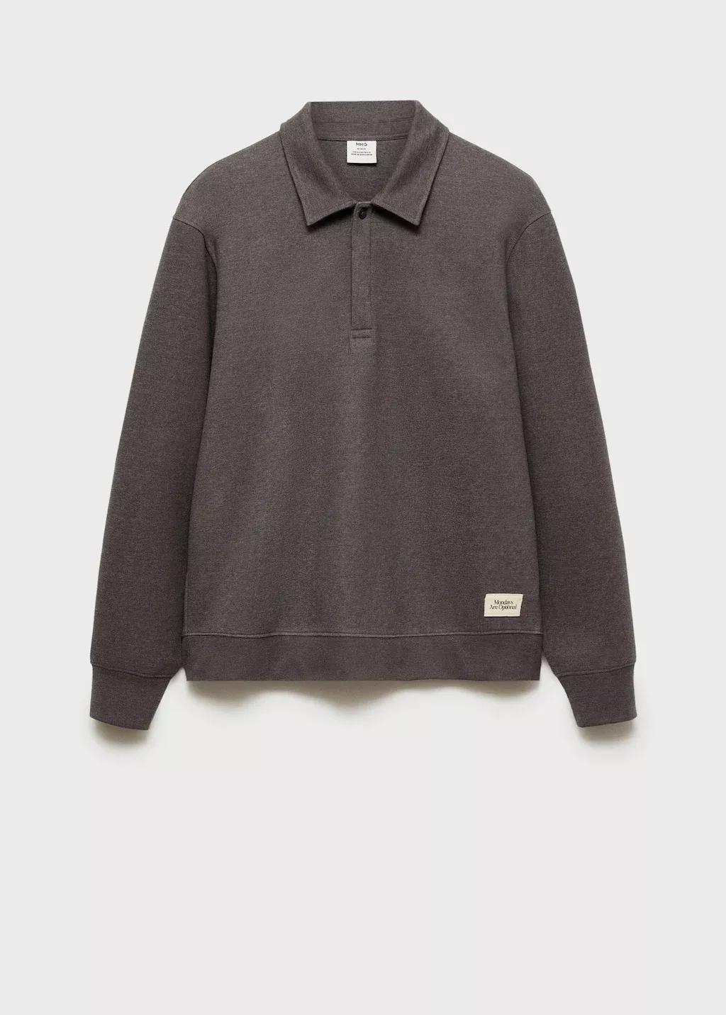 MEDIUM GREY Polo sweatshirt with embroidery detail, , large image number 4