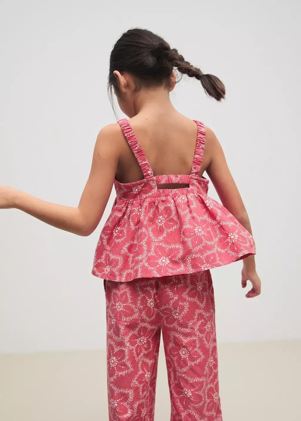 Red Floral Print Blouse, Kids Girl, , large image number 1