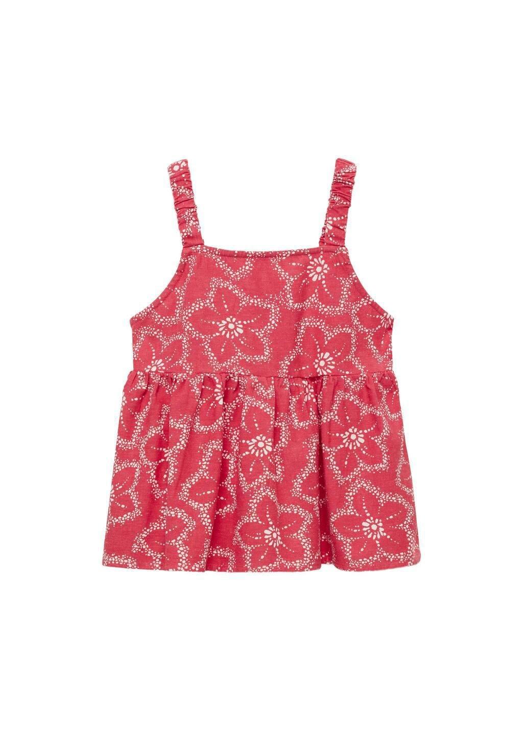 Red Floral Print Blouse, Kids Girl, , large image number 2