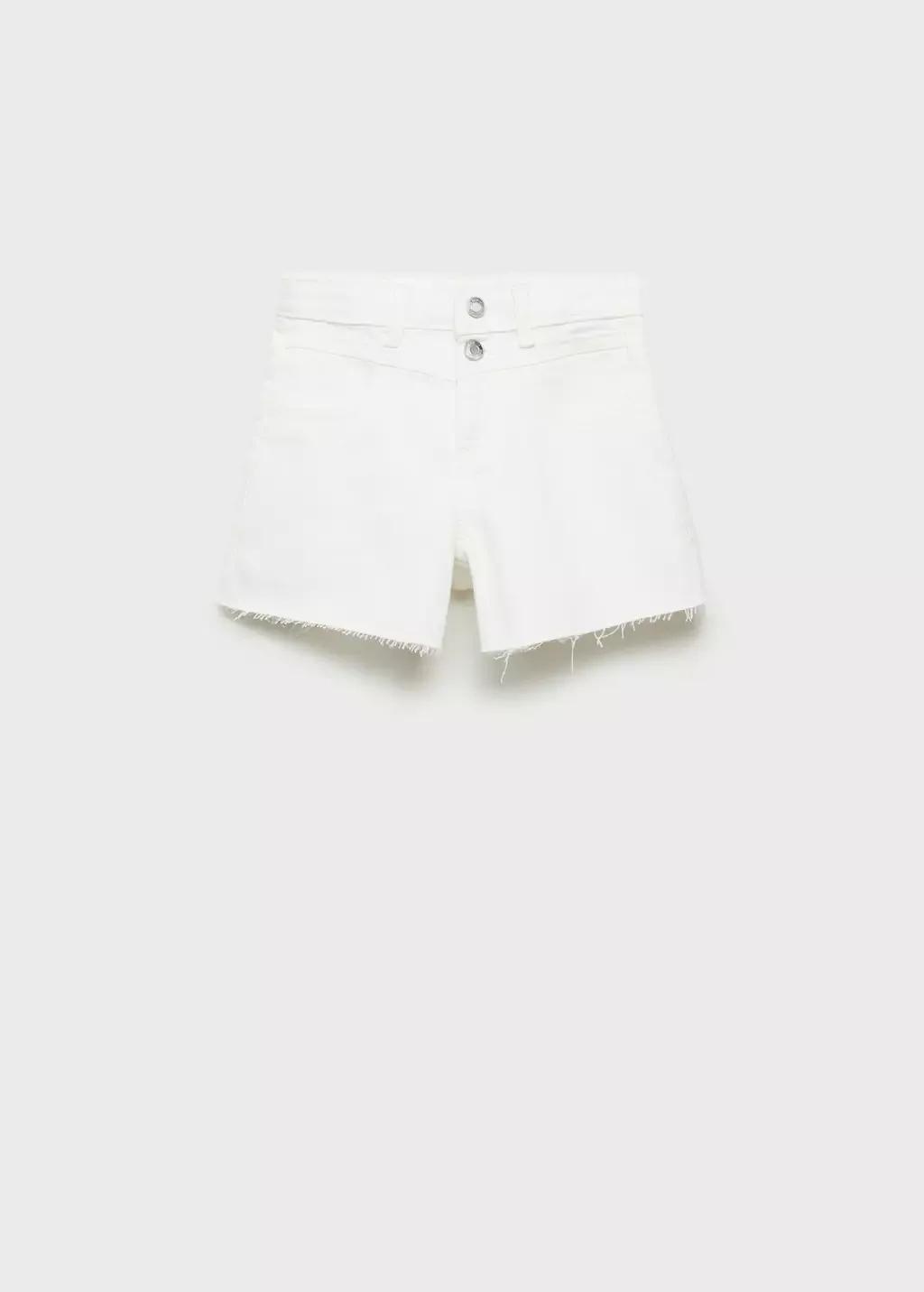 White Frayed Hem Denim Shorts, Kids Girl, , large image number 0