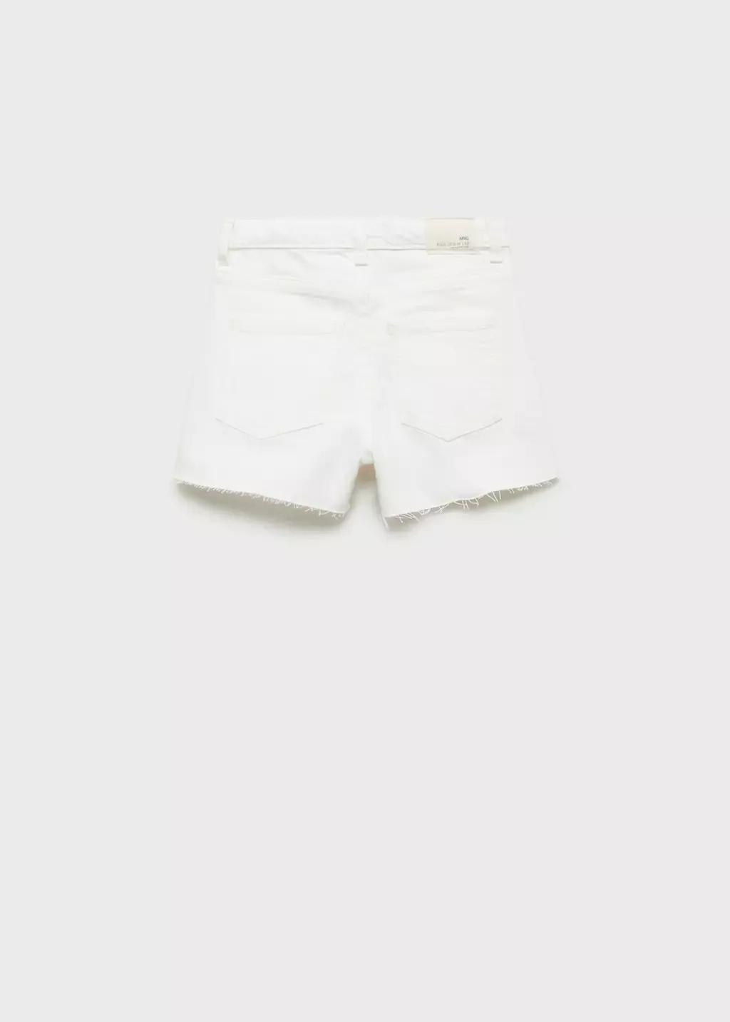 White Frayed Hem Denim Shorts, Kids Girl, , large image number 1