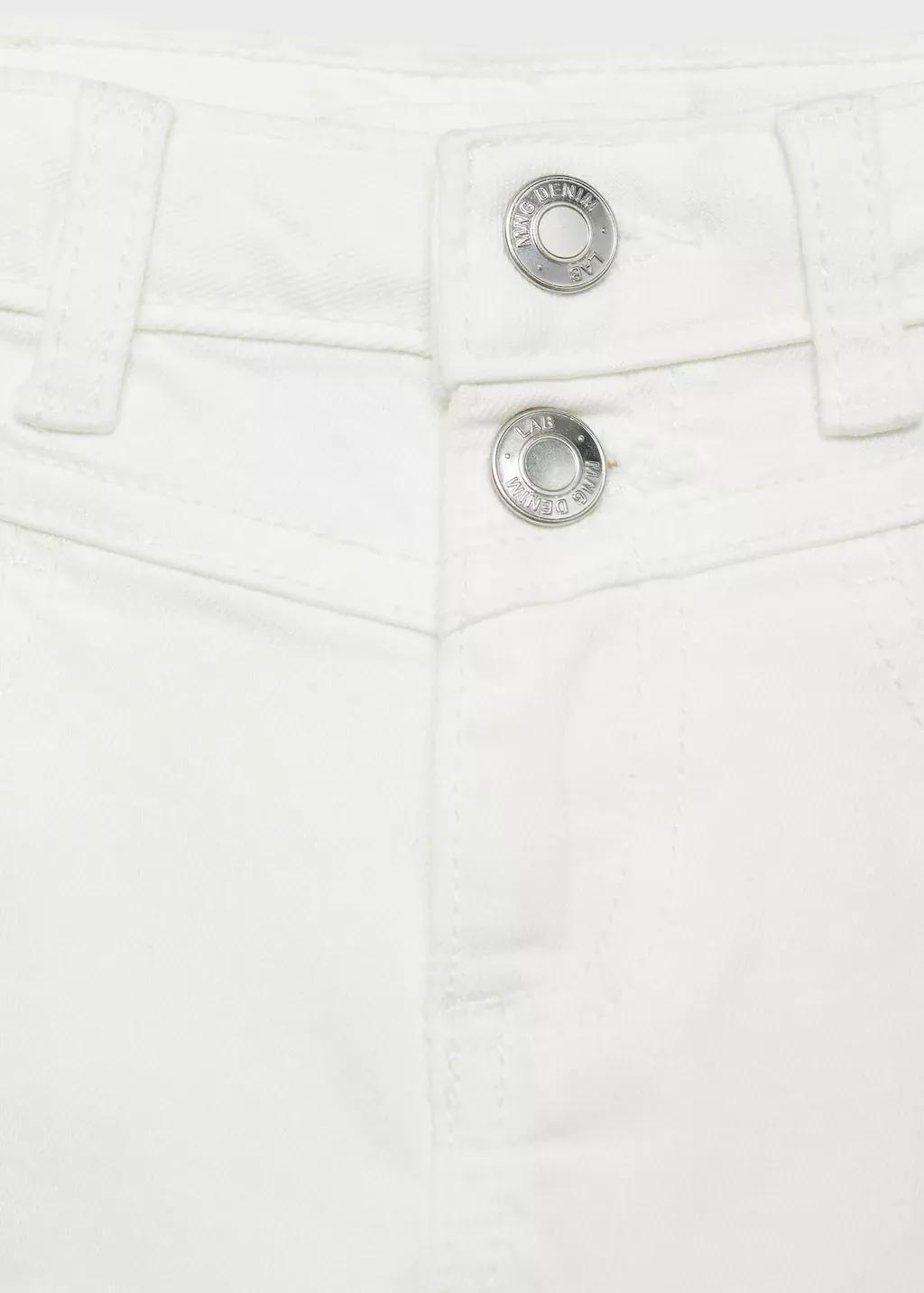 White Frayed Hem Denim Shorts, Kids Girl, , large image number 2
