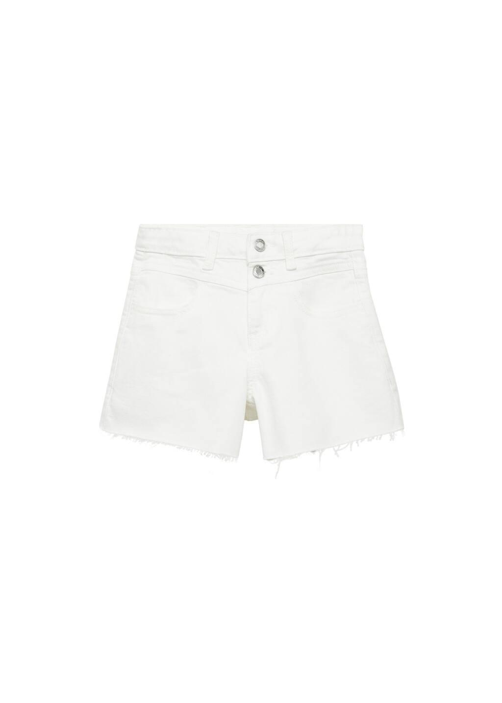 White Frayed Hem Denim Shorts, Kids Girl, , large image number 3