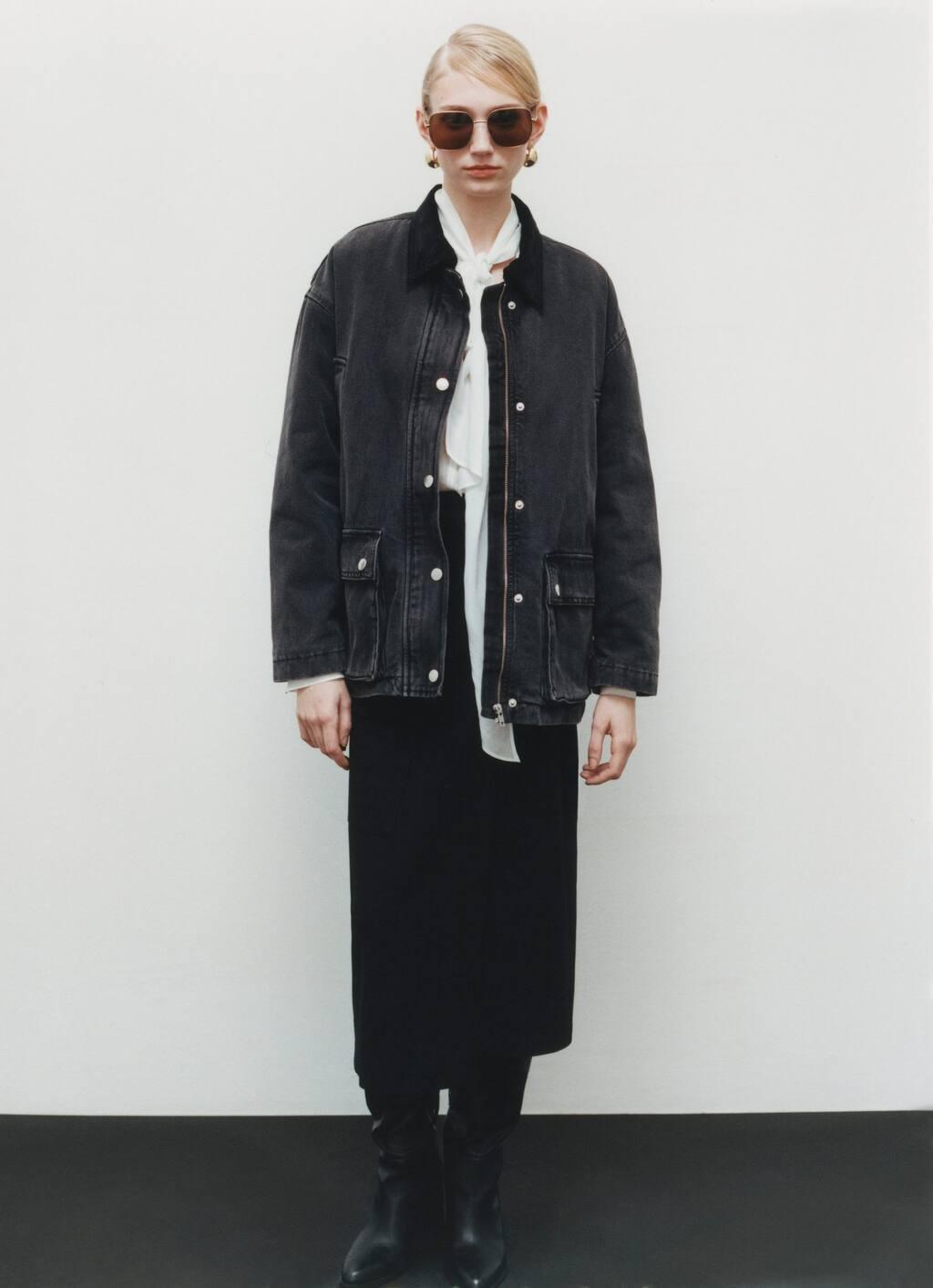 Black Midi Skirt With Buckle Detail, , large image number 4