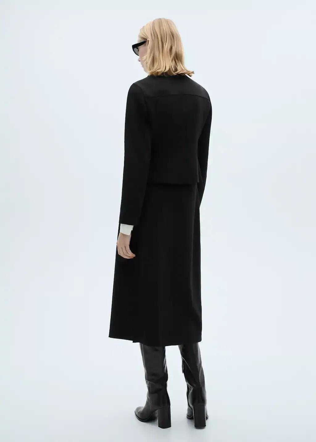 Black Midi Skirt With Buckle Detail, , large image number 6