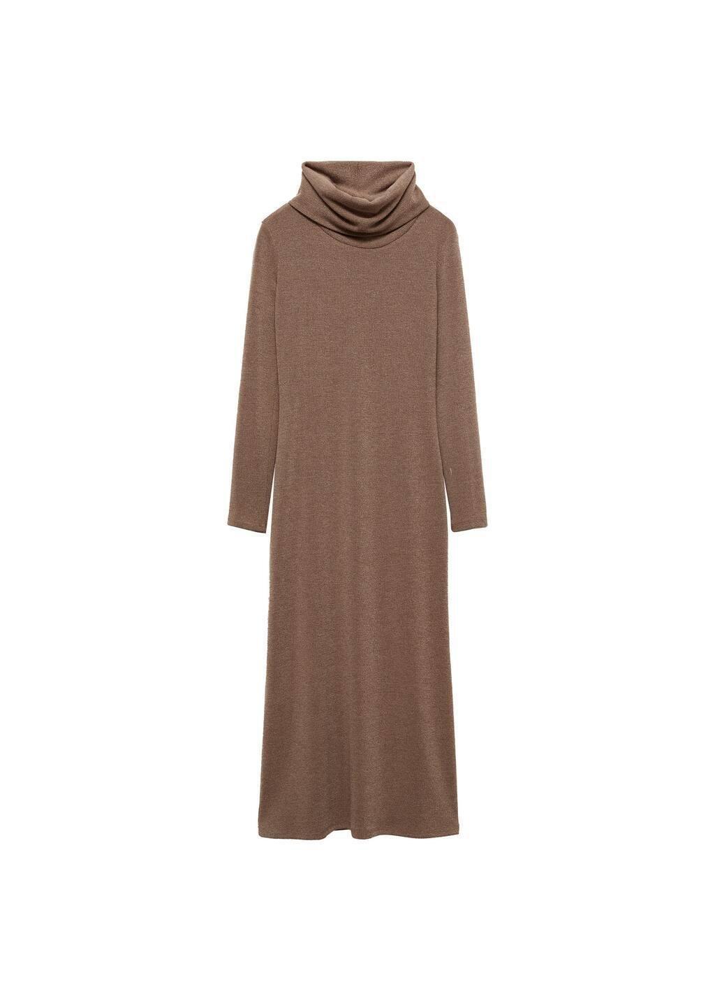 Brown Knitted Turtleneck Dress, , large image number 2