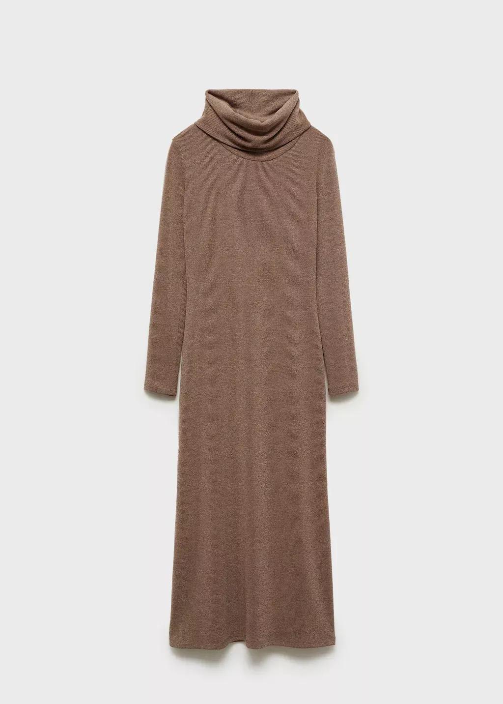 Brown Knitted Turtleneck Dress, , large image number 4