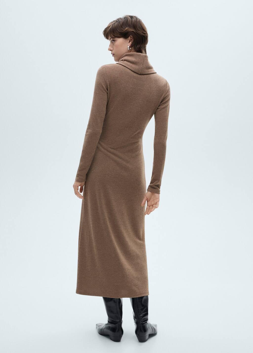Brown Knitted Turtleneck Dress, , large image number 6