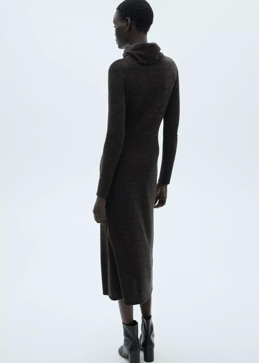 Grey Knitted Turtleneck Dress, , large image number 6