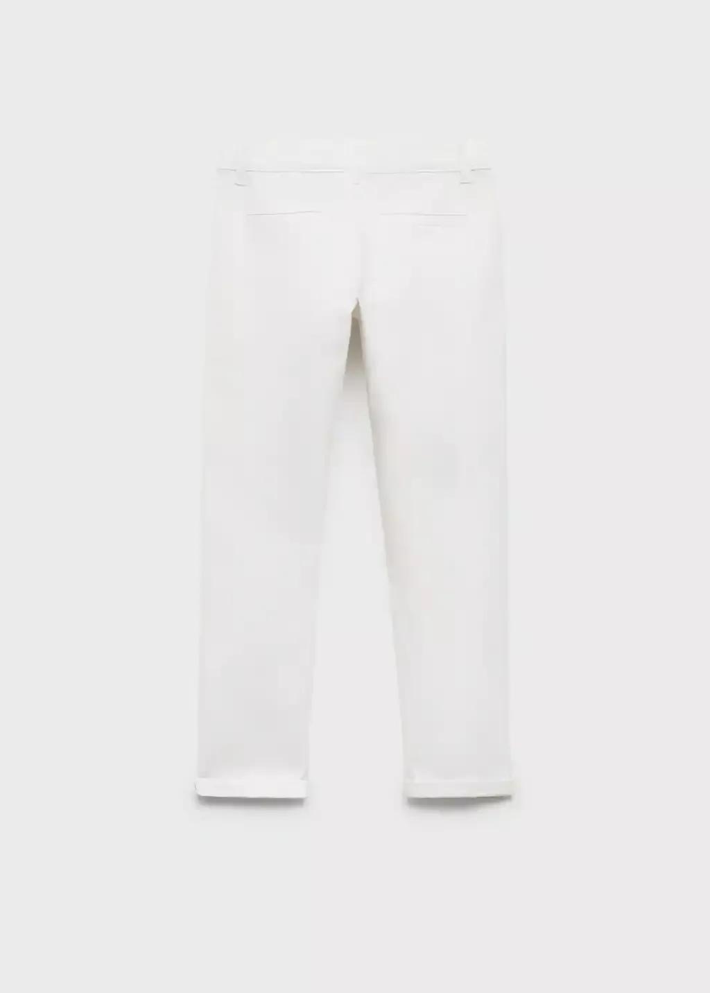 White Cotton Chinos Plain Trousers, Kids Boys, , large image number 1