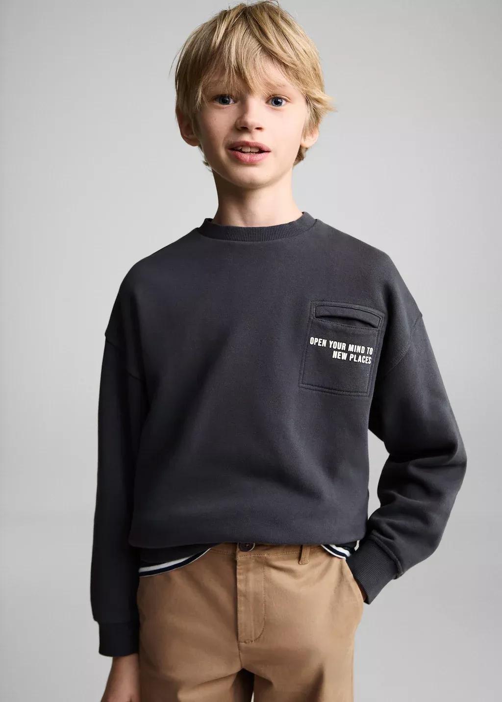 Black Cotton Chinos Solid Trousers, Kids Boys, , large image number 0