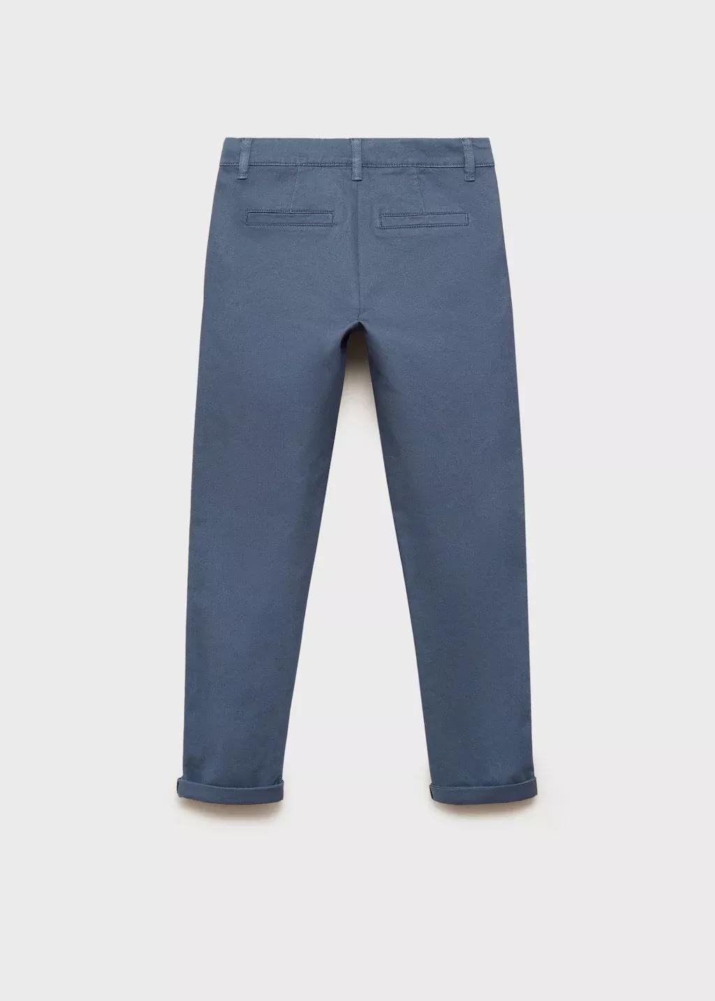 Blue Cotton Chinos Plain Trousers, Kids Boys, , large image number 1