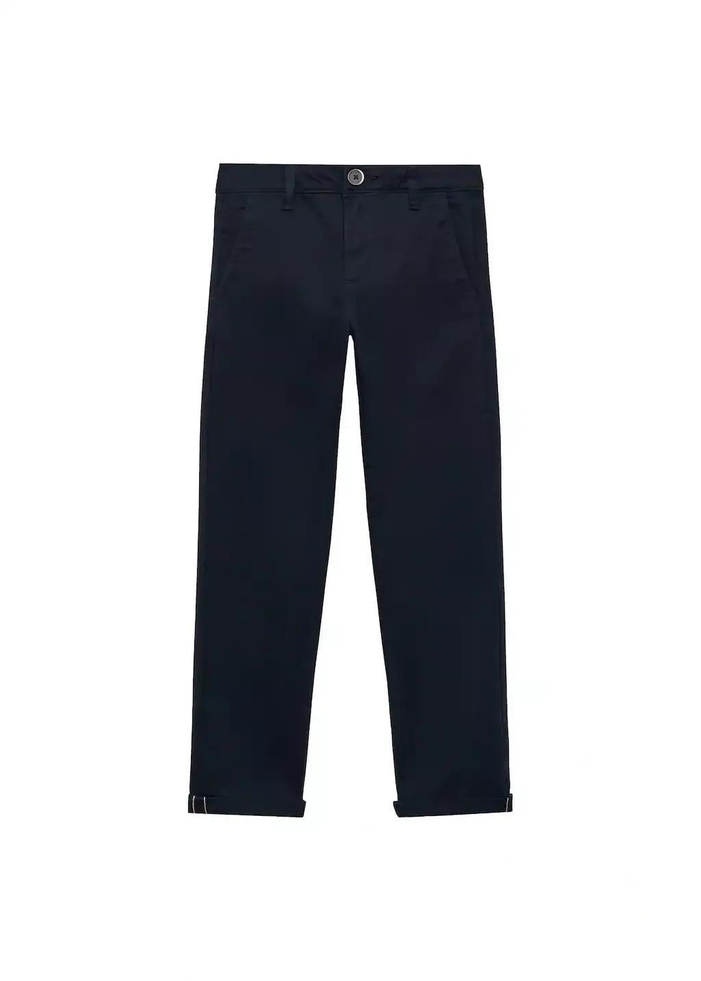 Navy Cotton Chinos Plain Trousers, Kids Boys, , large image number 4