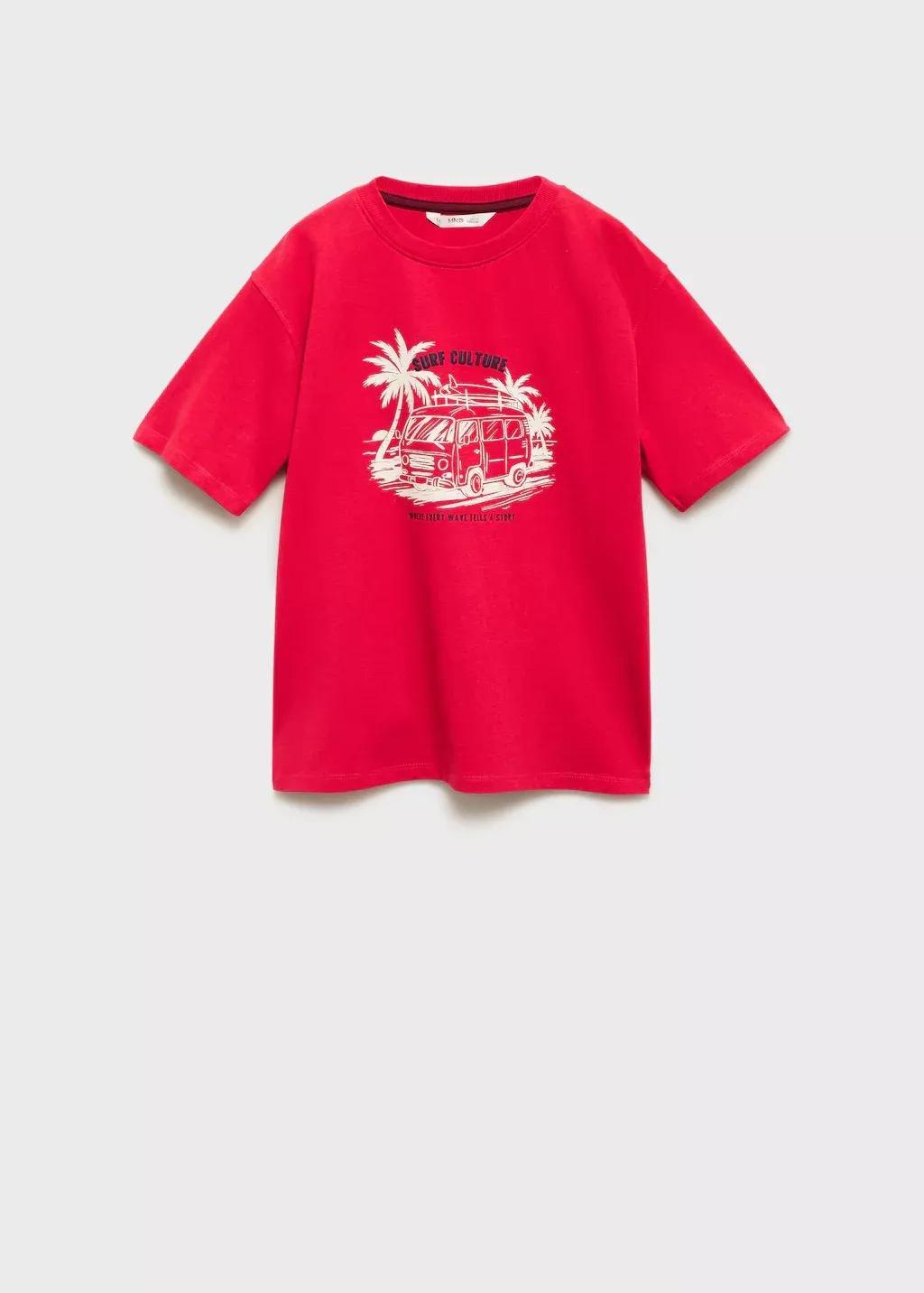 Red Embossed Printed T-Shirt, Kids Boy, , large image number 0