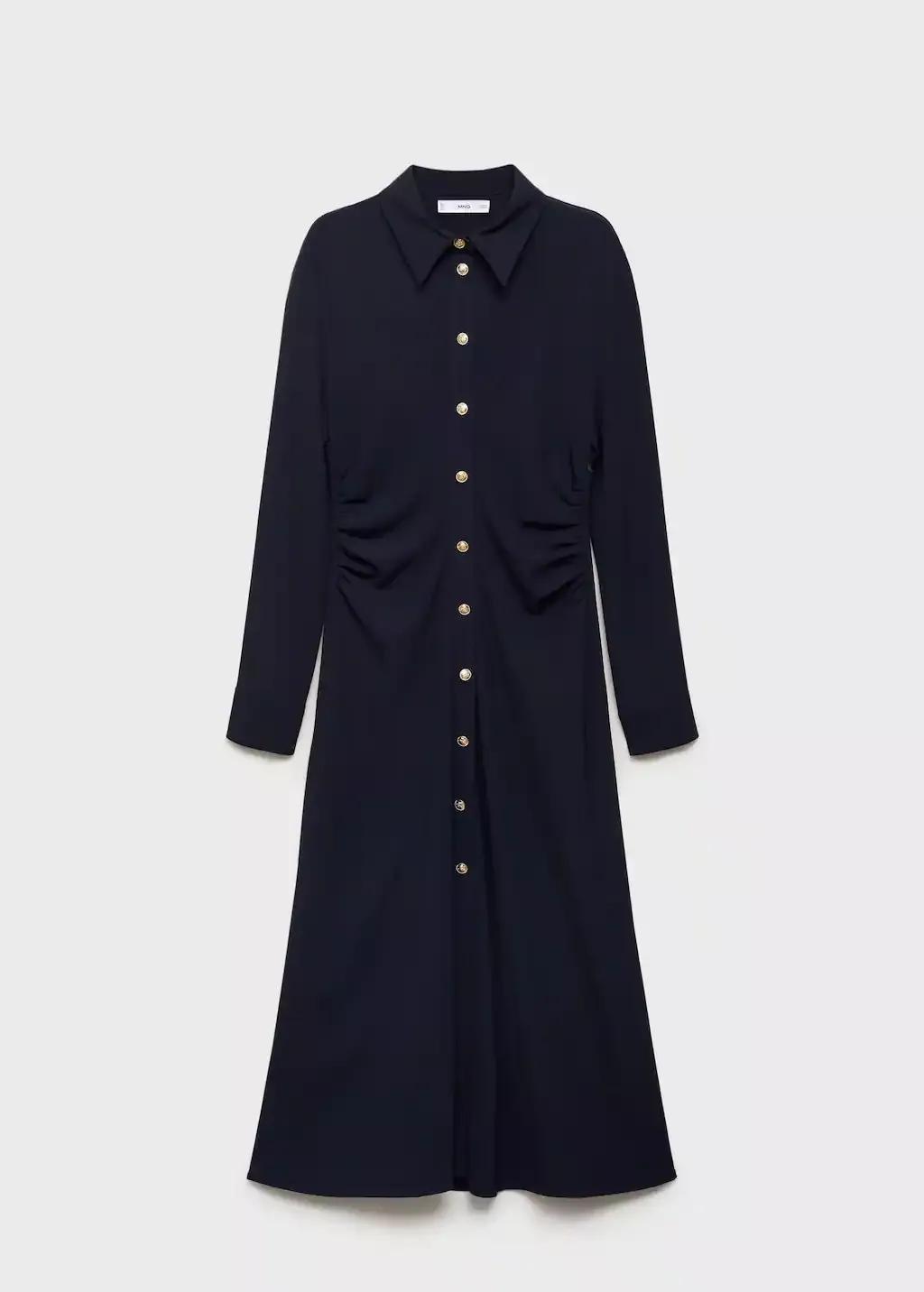 Navy Midi-Dress With Draped Waist, , large image number 4