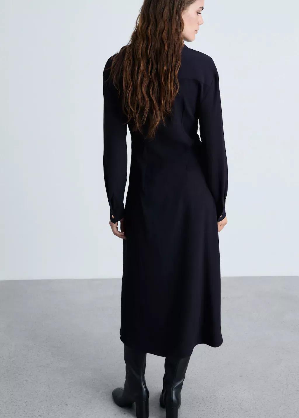 Navy Midi-Dress With Draped Waist, , large image number 5