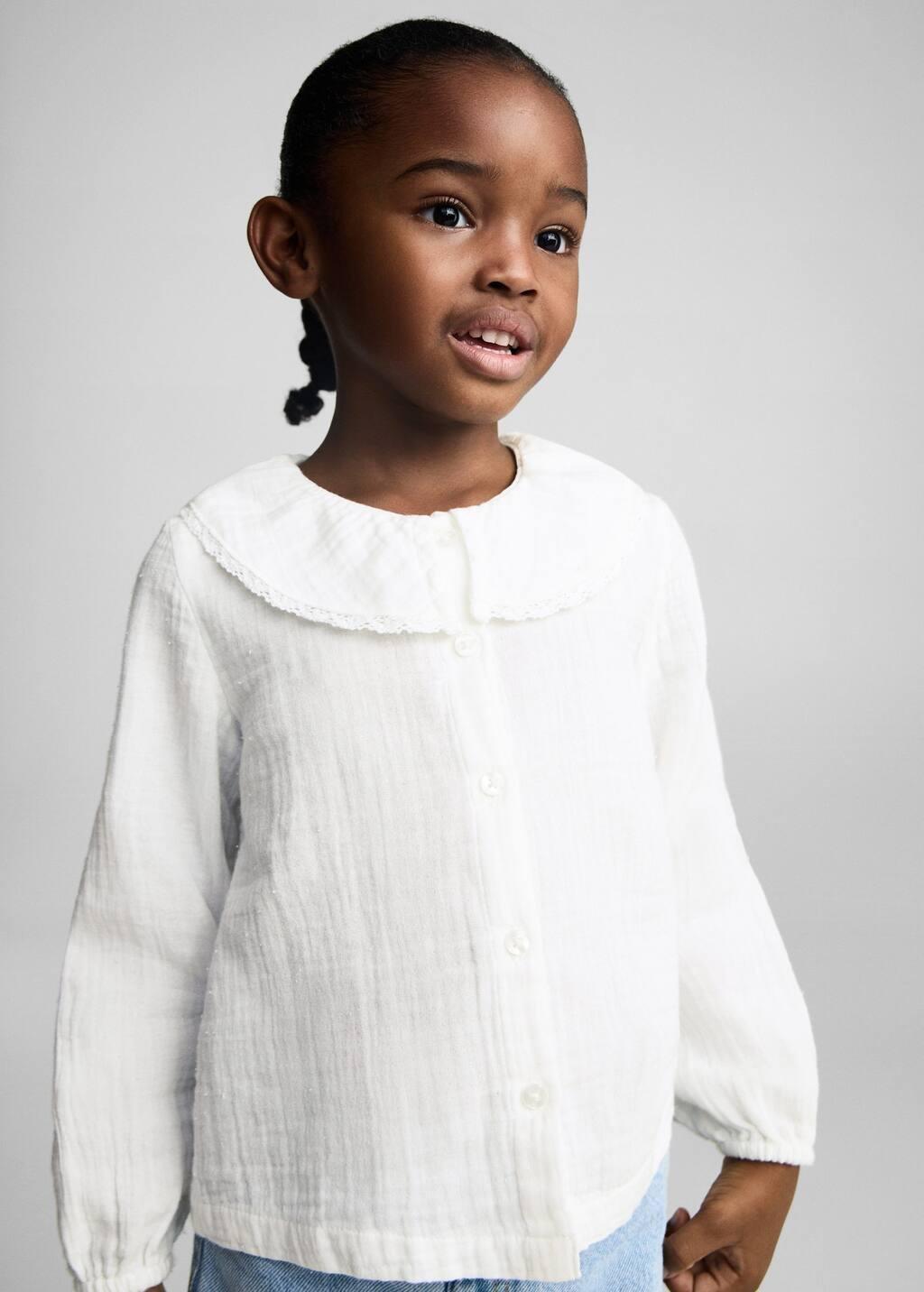 White Cheesecloth Cotton Blouse, Baby Girl, , large image number 0