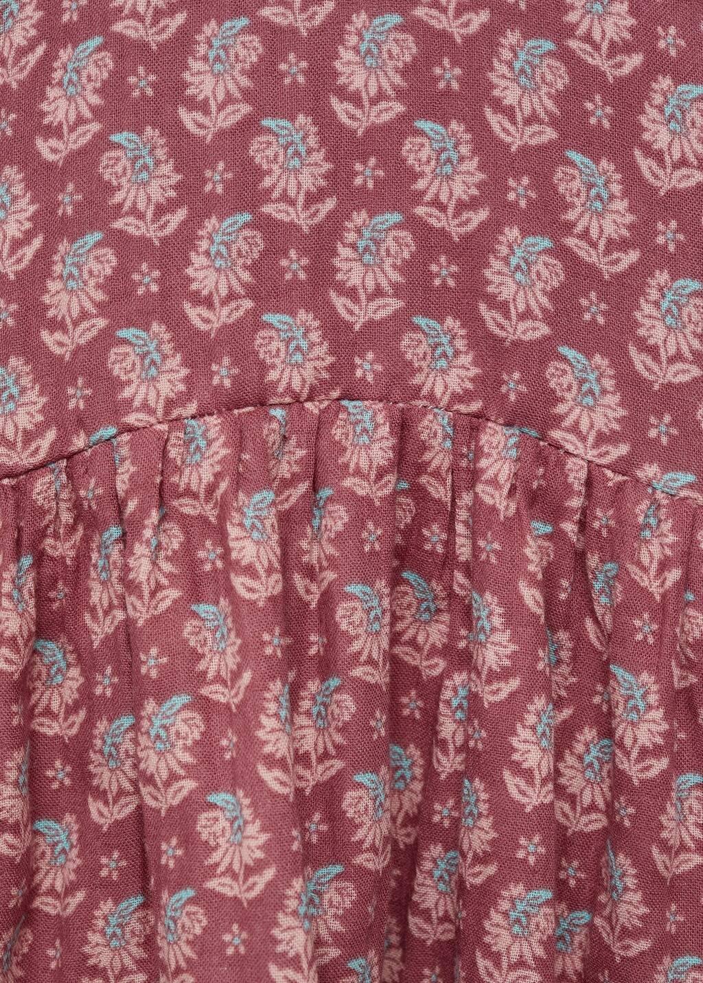 Burgundy Printed Dress Floral Midi, Kids Girls, , large image number 2