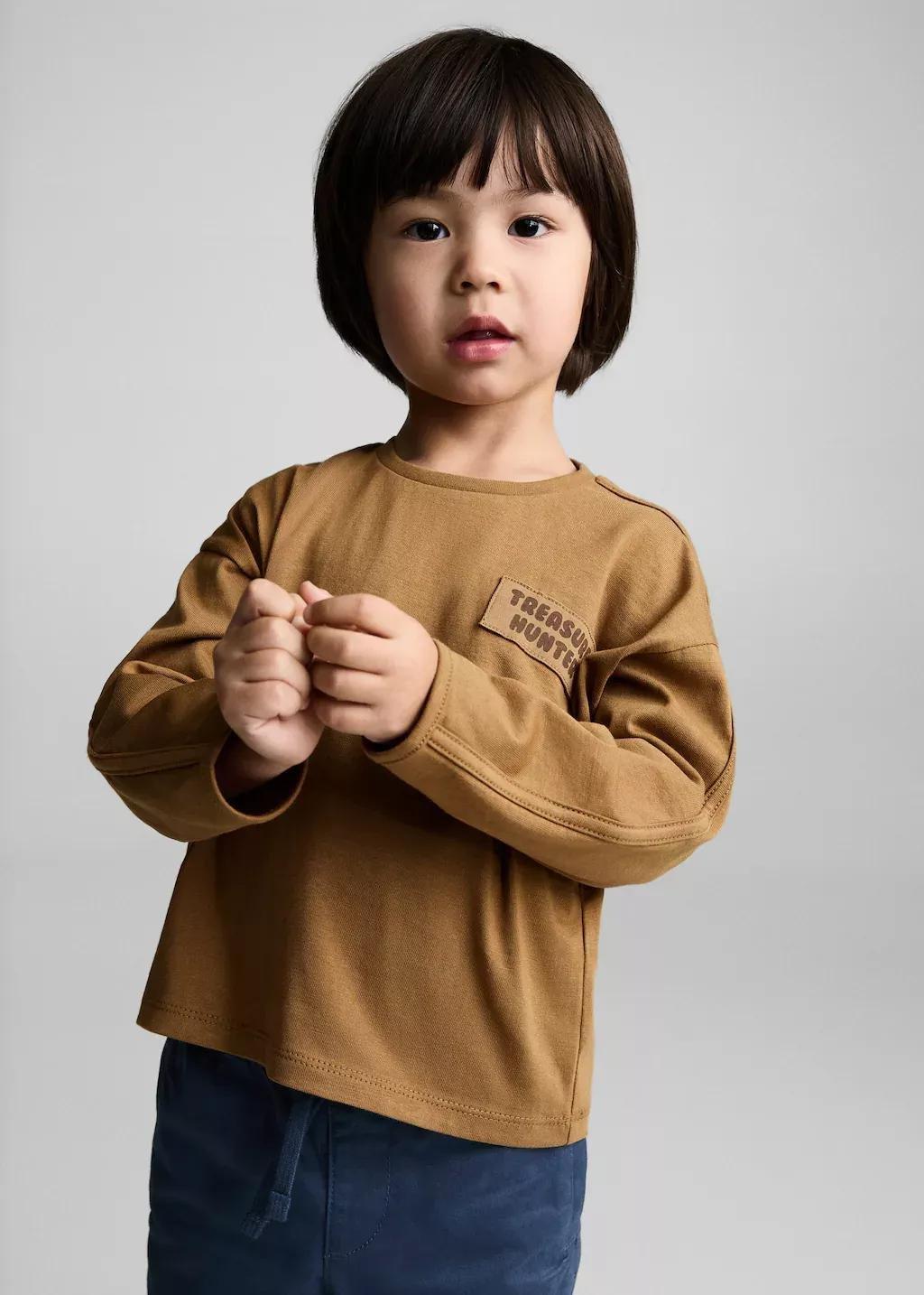 Yellow Long-Sleeved T-Shirt With Message, Baby Boy, , large image number 0