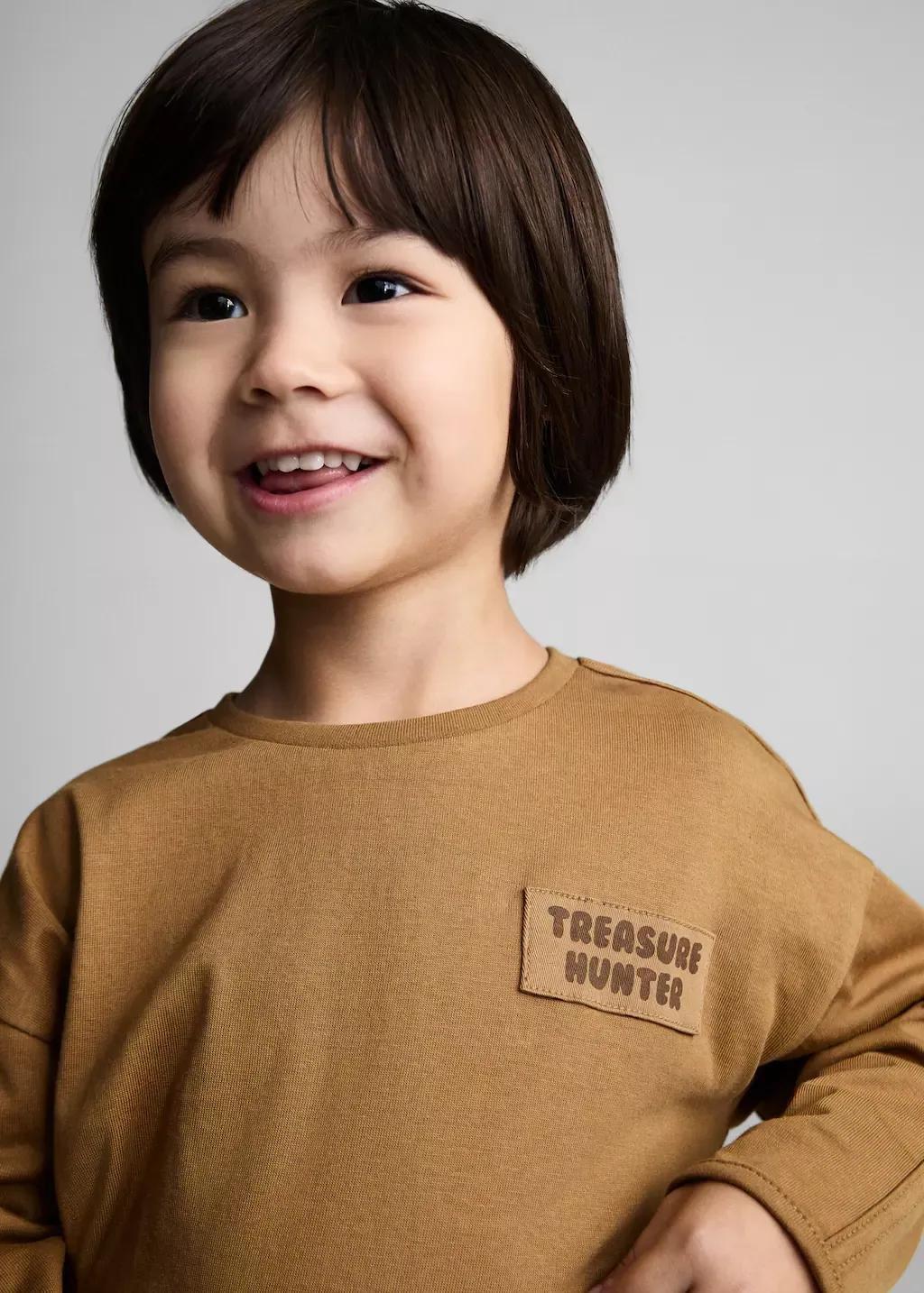 Yellow Long-Sleeved T-Shirt With Message, Baby Boy, , large image number 1
