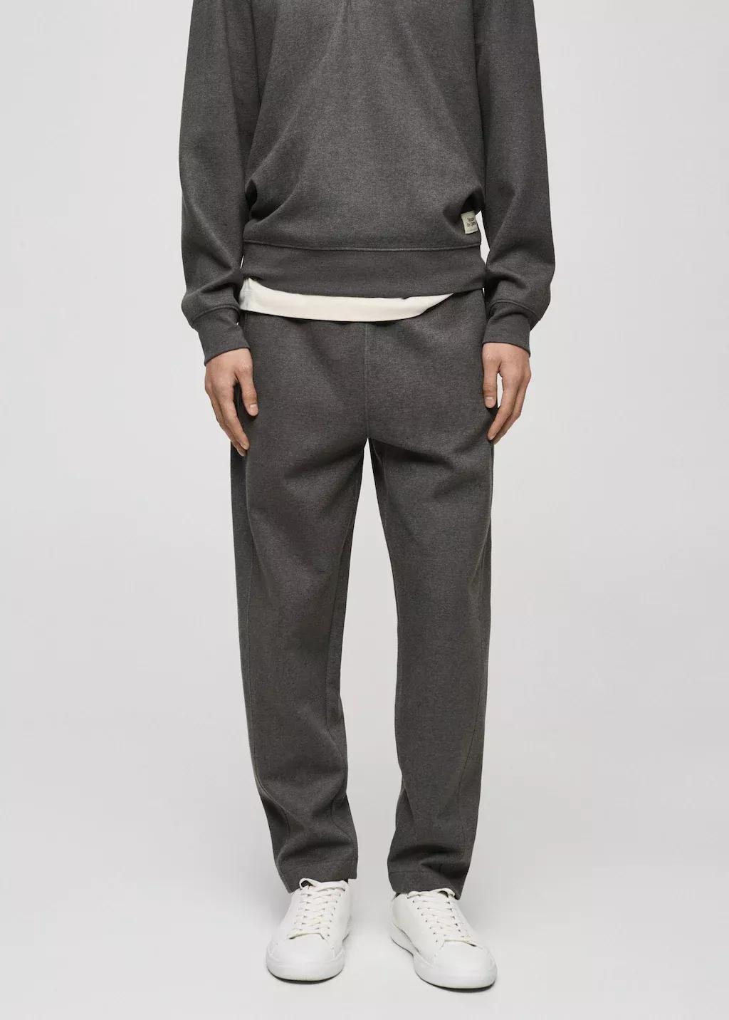 Grey Cotton Joggers Embroidered Detail, , large image number 0
