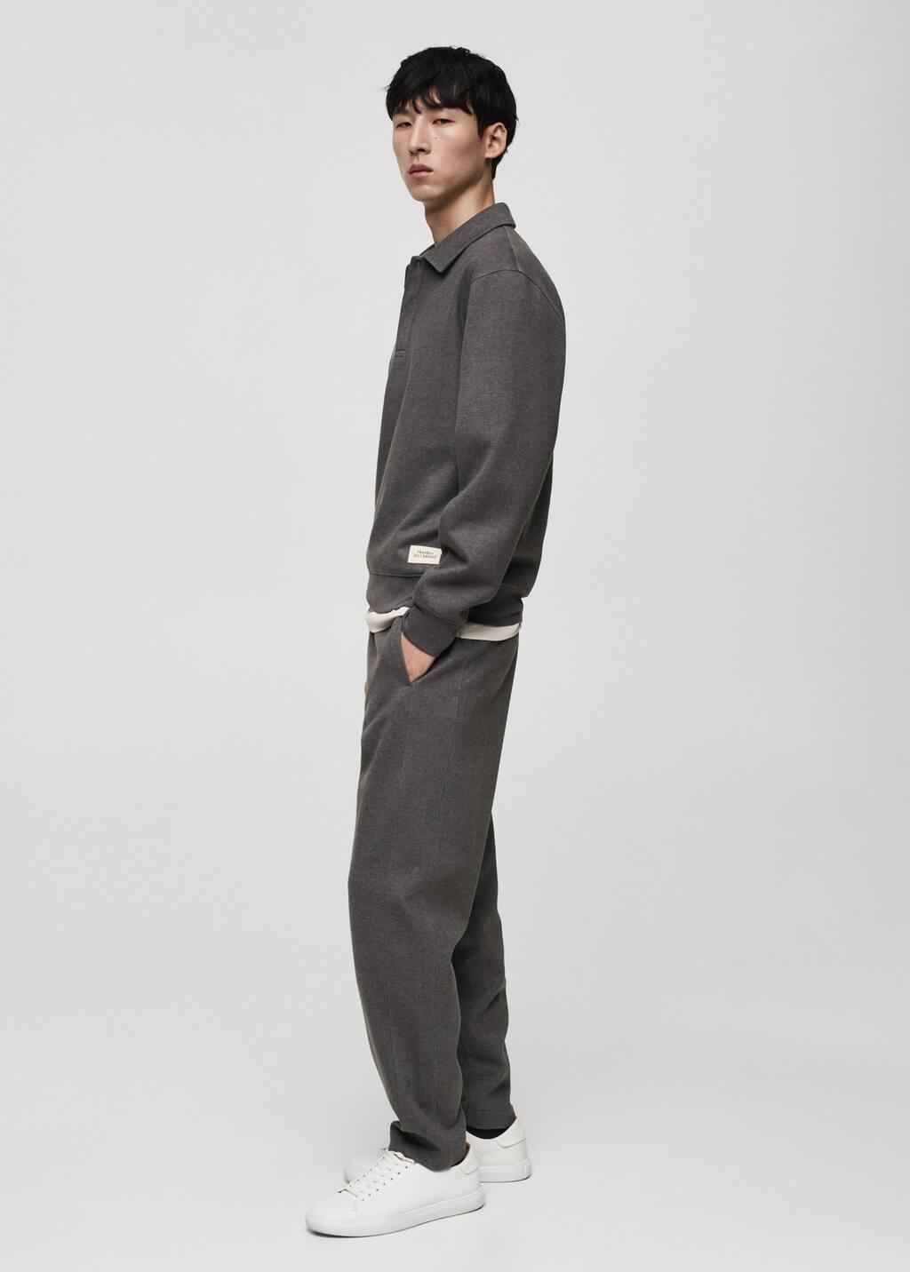 Grey Cotton Joggers Embroidered Detail, , large image number 3