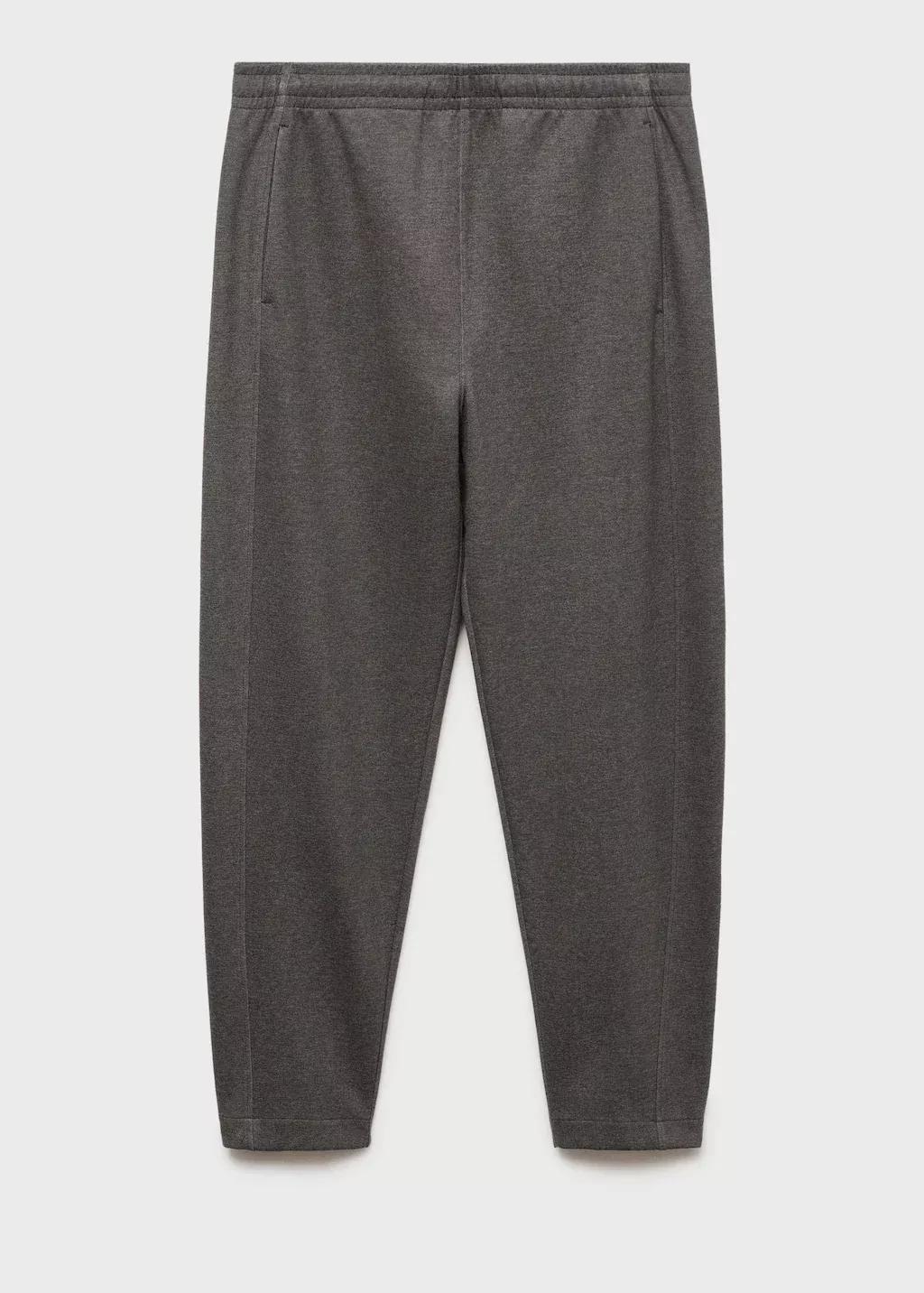 Grey Cotton Joggers Embroidered Detail, , large image number 4