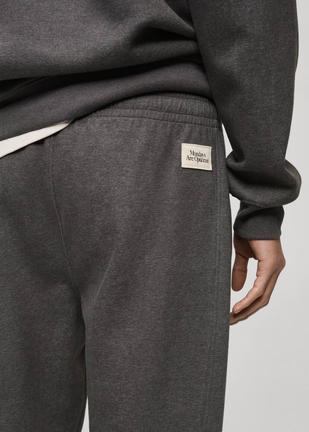 Grey Cotton Joggers Embroidered Detail, , large image number 5