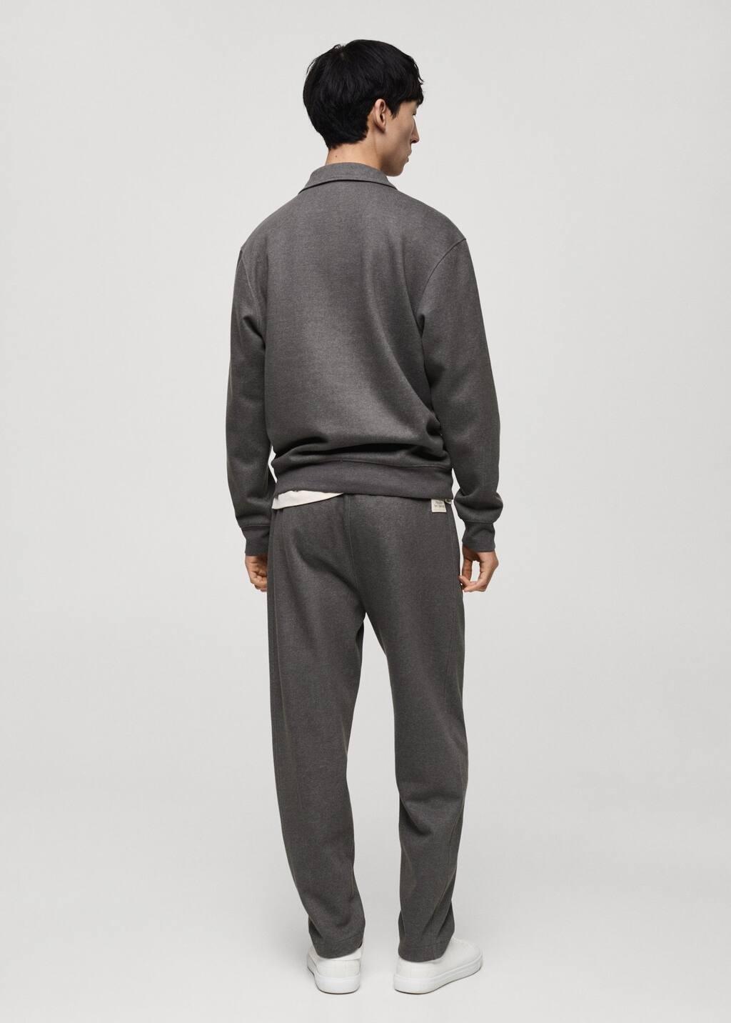 Grey Cotton Joggers Embroidered Detail, , large image number 7