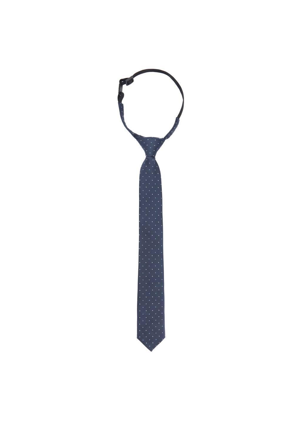 Navy Tie With Polka Dots, Navy, large image number 1