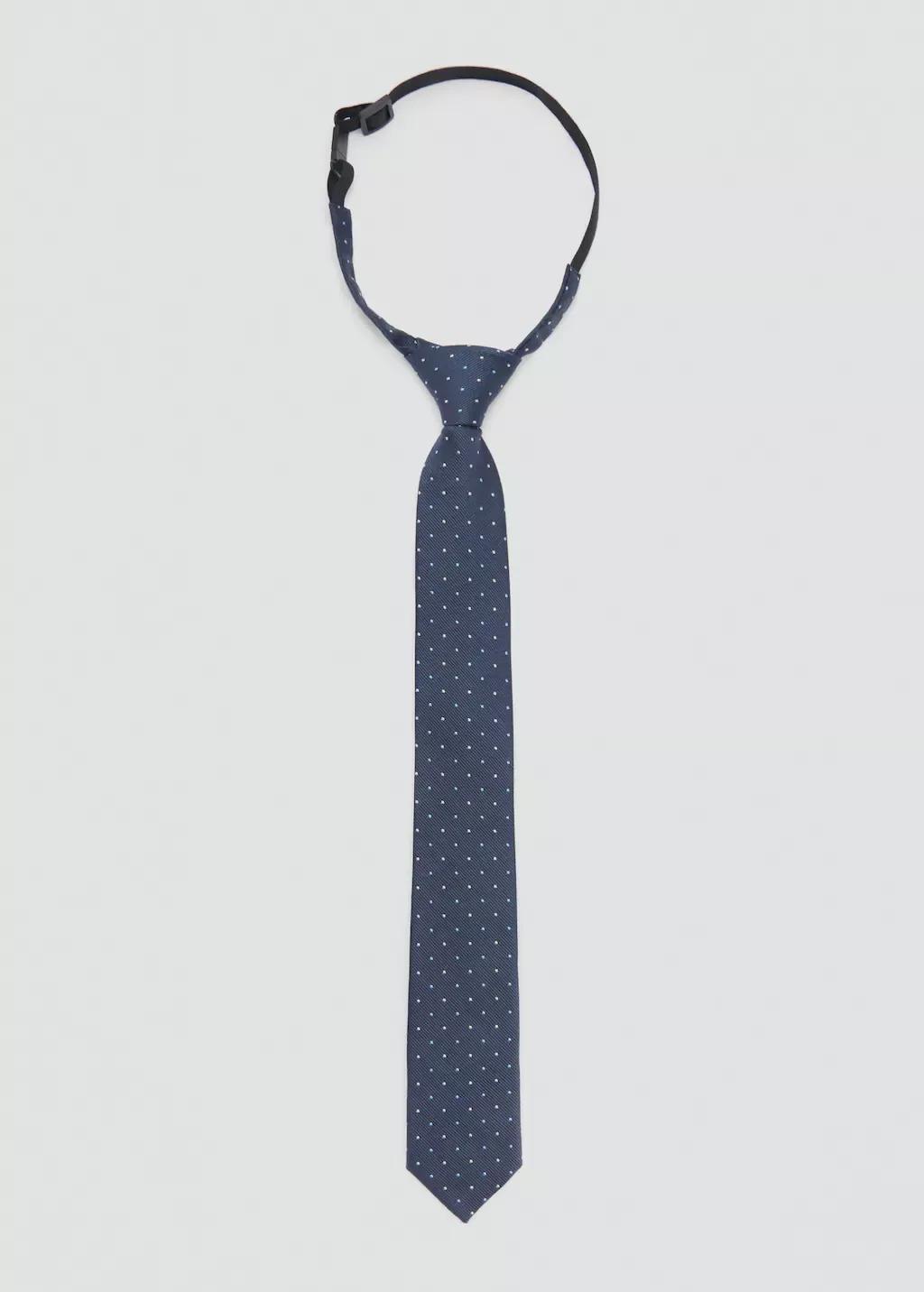 Navy Tie With Polka Dots, Navy, large image number 2