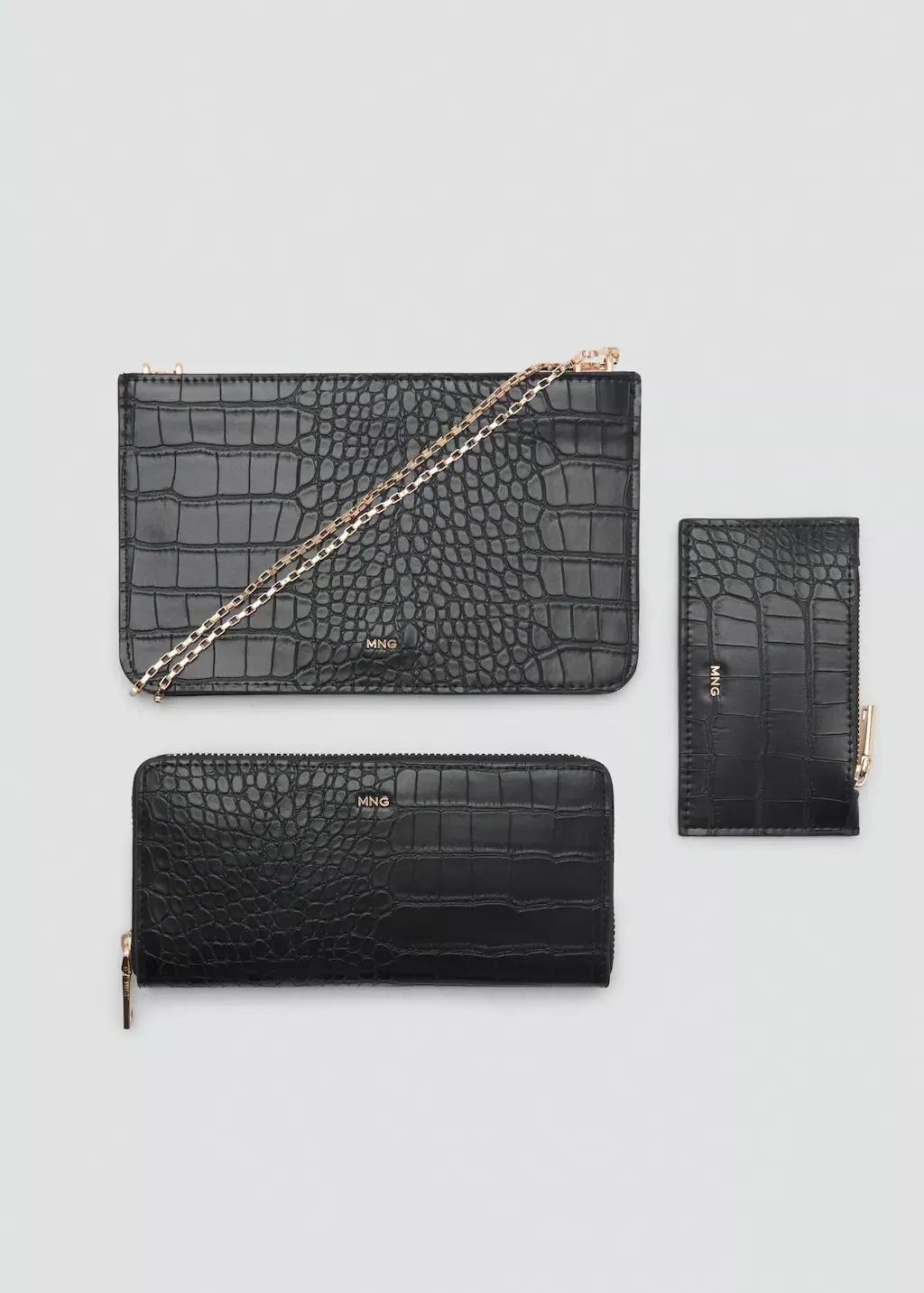 Black Coco Leather Effect Card Holder, Black, large image number 3