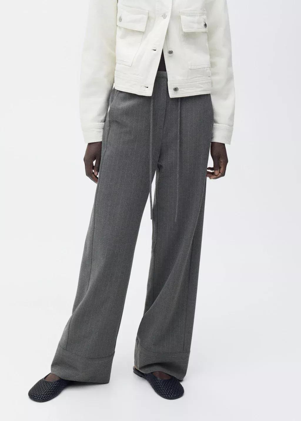 Grey Plain Formal Trousers, , large image number 1