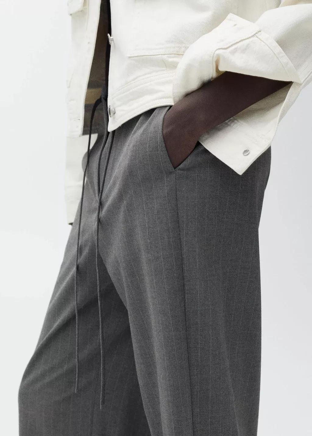 Grey Plain Formal Trousers, , large image number 3