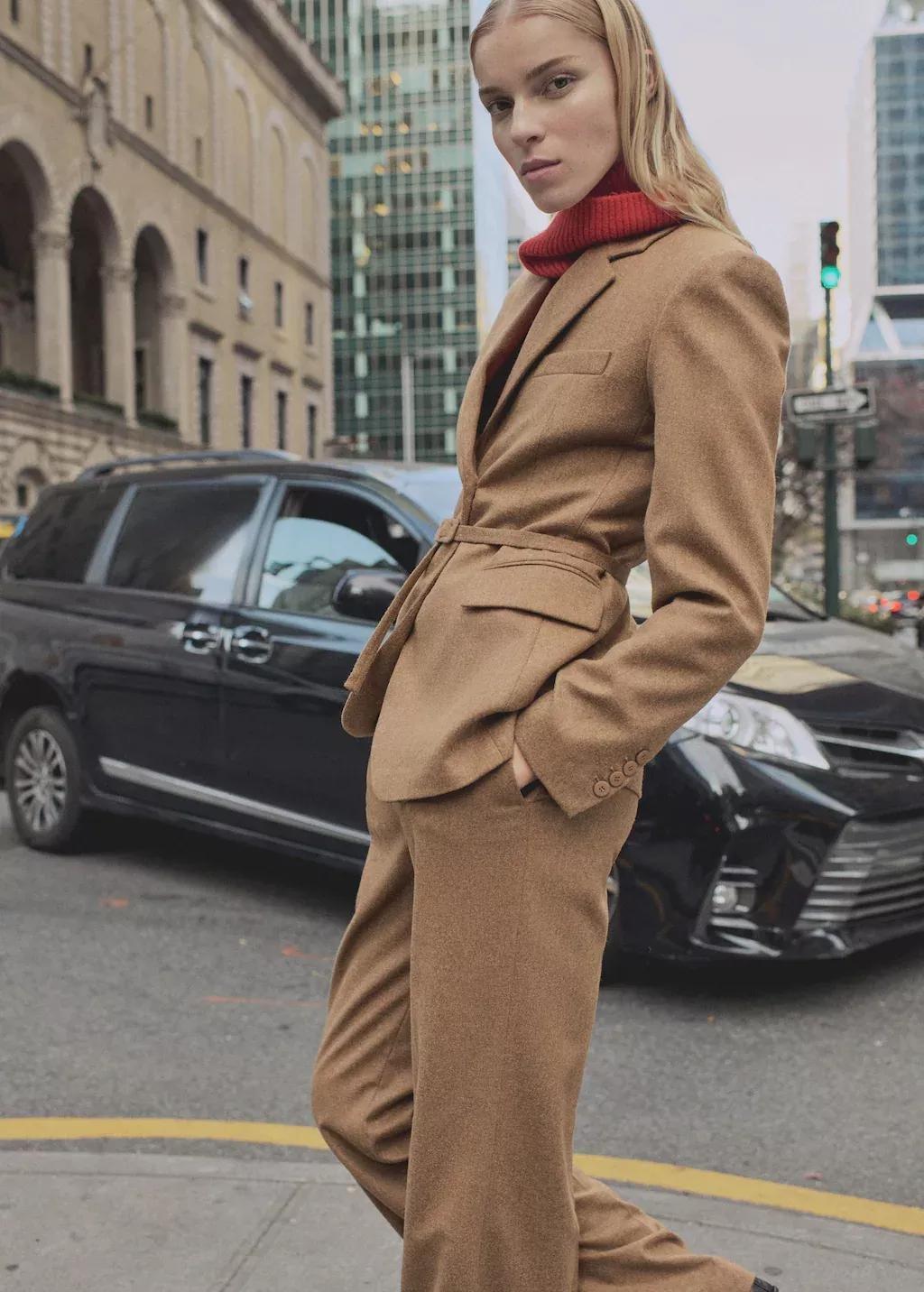 Brown Wool-Blend Suit Trousers, , large image number 3