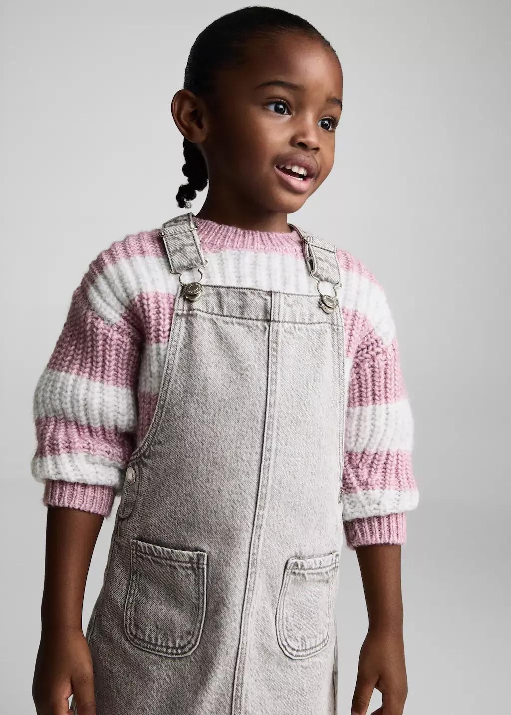 Grey Short Denim Pinafore, Baby Girl, , medium