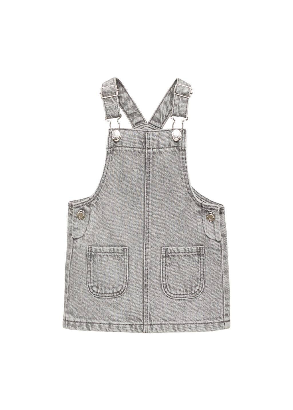 Grey Short Denim Pinafore, Baby Girl, , large image number 2