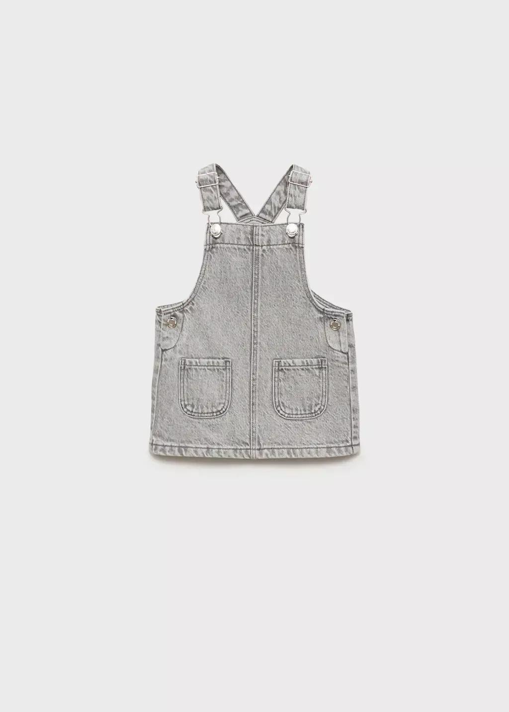 Grey Short Denim Pinafore, Baby Girl, , large image number 4