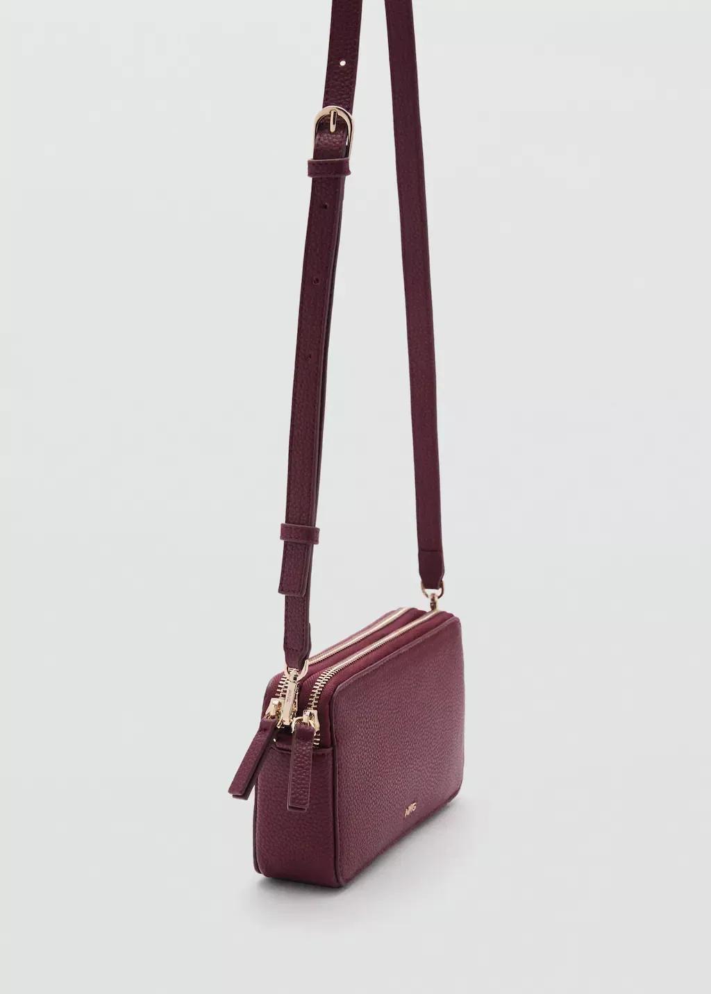 Red Shoulder Bag With Double Zip, Dark Red, large image number 0