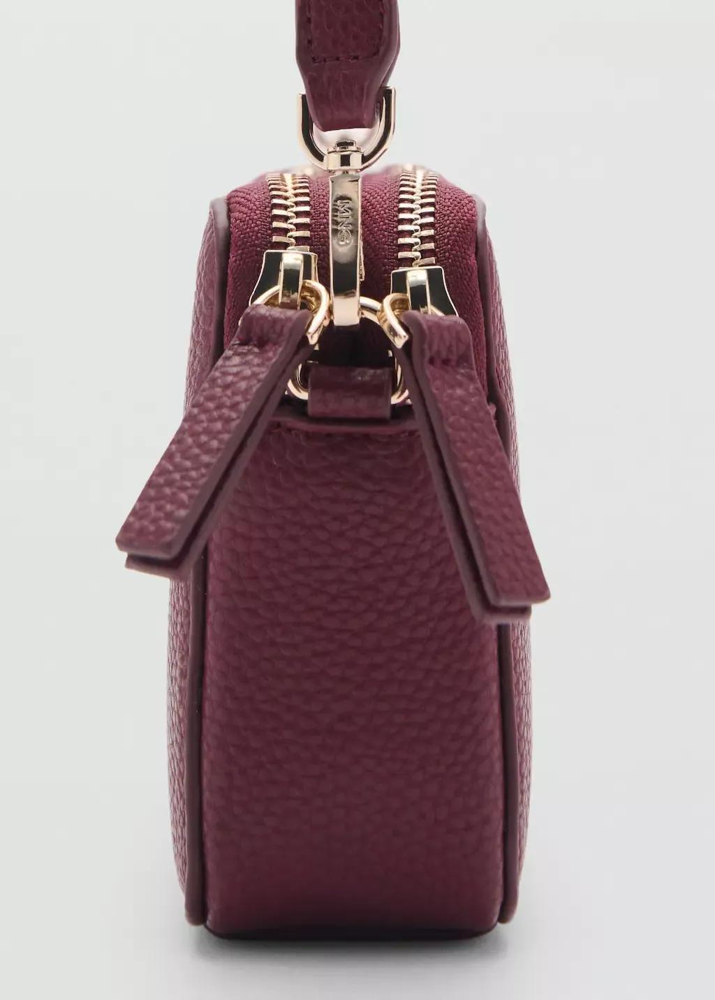 Red Shoulder Bag With Double Zip, Dark Red, large image number 1