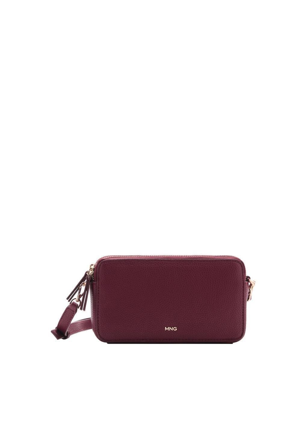 Red Shoulder Bag With Double Zip, Dark Red, large image number 2