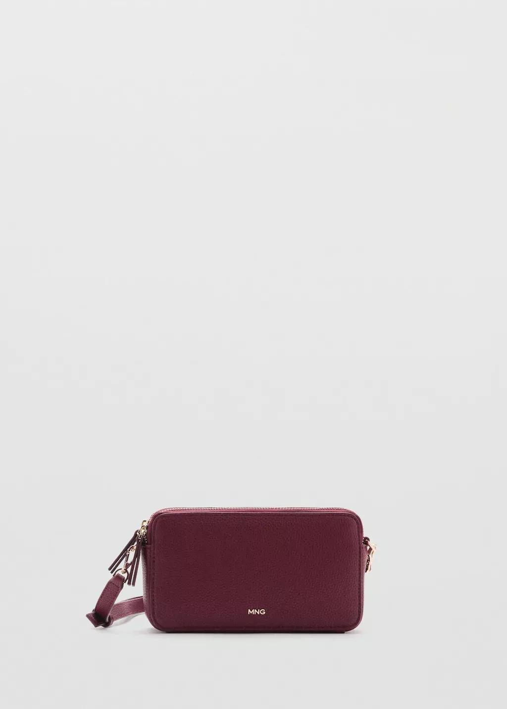 Red Shoulder Bag With Double Zip, Dark Red, large image number 4