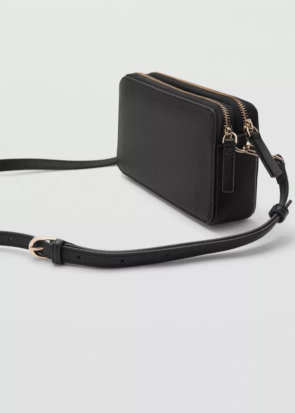 Black Shoulder Bag With Double Zip, Black, large image number 1